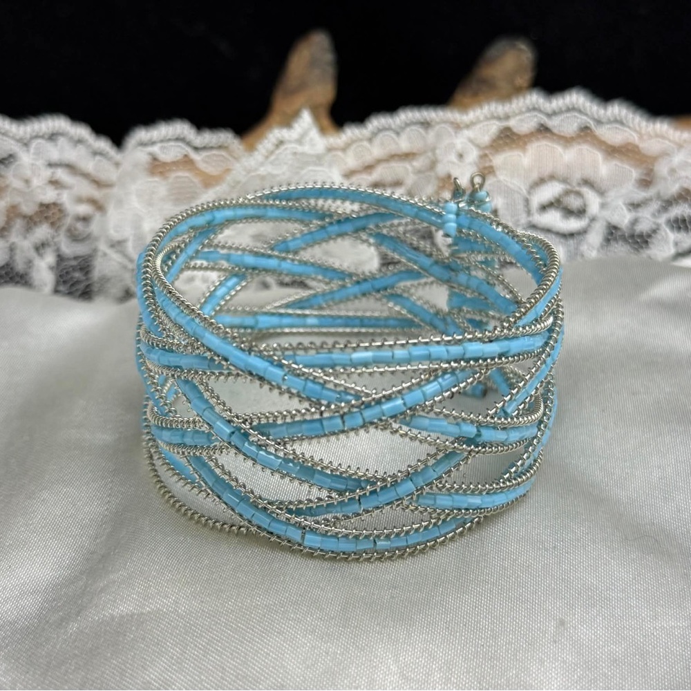 Chic Silver and Baby Blue Bo Ho Style Women's Bracelet